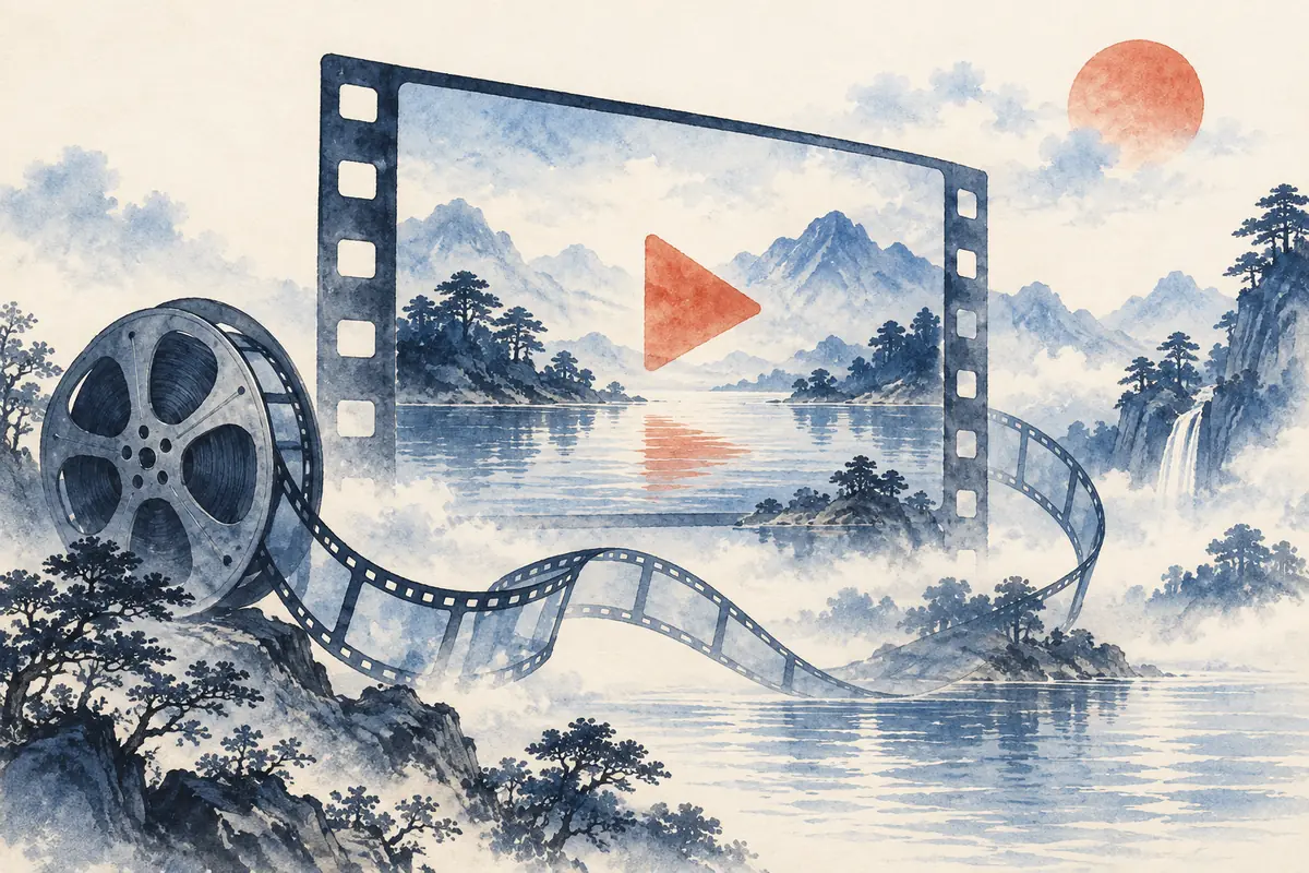 A film frame with a play triangle motif, standing for the short films and screen recordings I plan to share here.